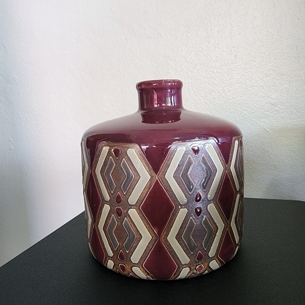 Boho Tribal Pattern Round Vase Deco Bohemian